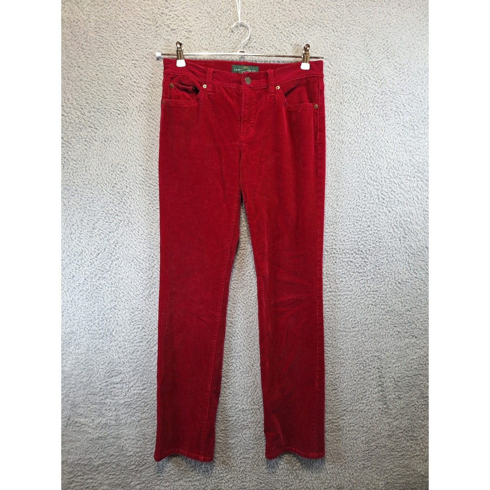 Lauren Ralph Lauren Corduroy Pants Womens 4 (Fits W30xL31) Red Classic Straight‎